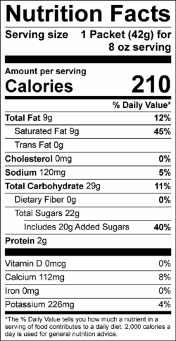 Nutrition Facts for French Vanilla Cappuccino